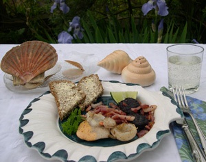 Luxury breakfast with scallops